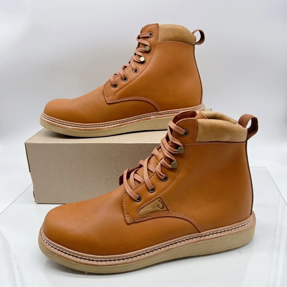 NEW Olukai Men's Kilakila Durable Leather Work Boots Coconut Husk Brown US 13 - Picture 3 of 12